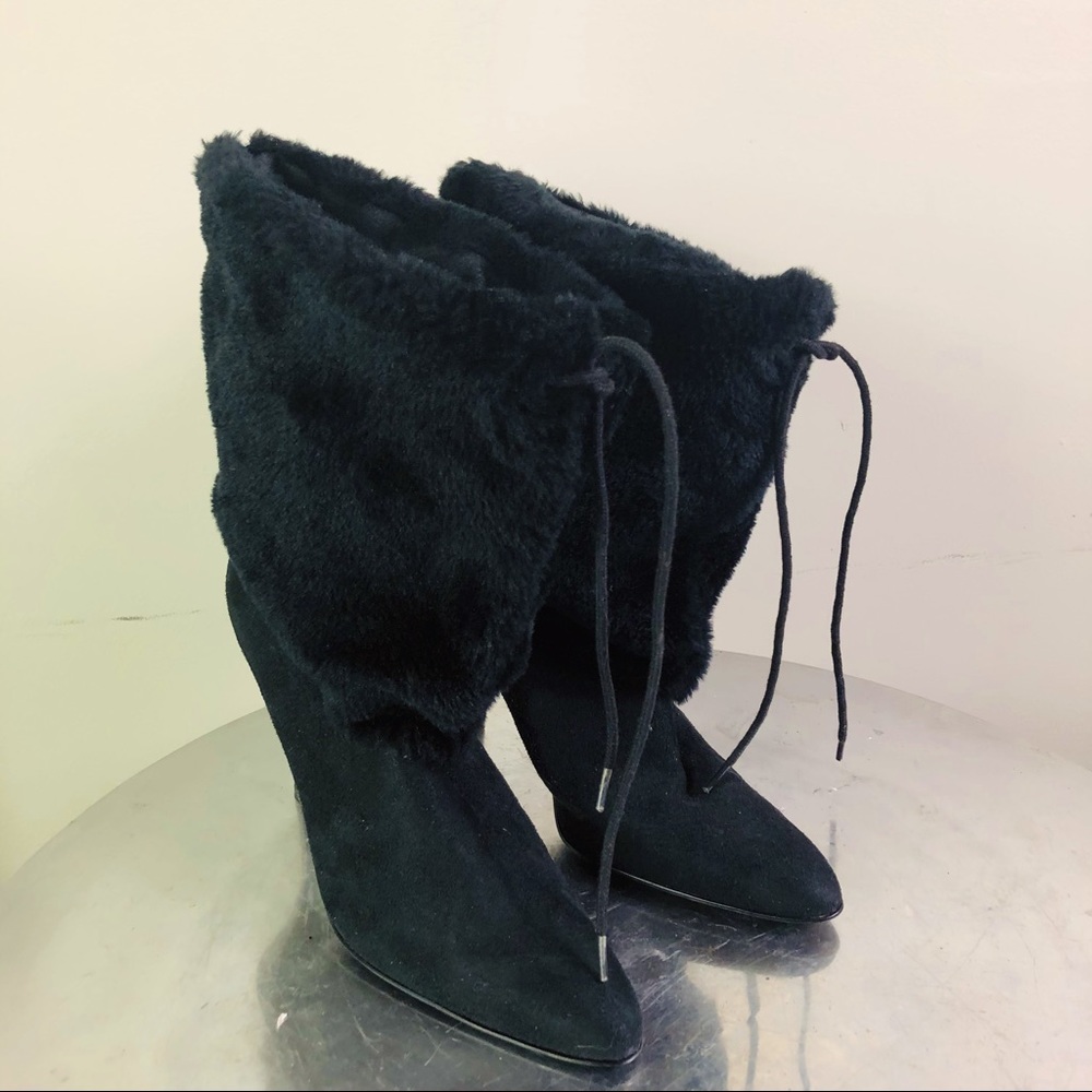 MICHAEL ANTONIO NWT Black boots faux suede fur 4” heelSIZE: 7.5 - Picture 4 of 7